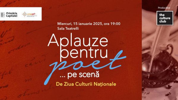 Emilia Popescu și Mihai Mălaimare, cu Aplauze pentru poet... pe scenă, la Teatrelli, de Ziua Culturii Naționale